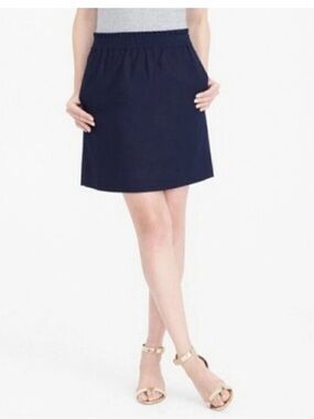 NWT J CREW Sidewalk Skirt Wool Blend Chevron Elastic Waist Size 00 Blue